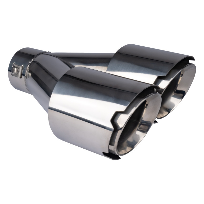 Avgasröret är av rostfritt stål med dubbla högra kromändar.