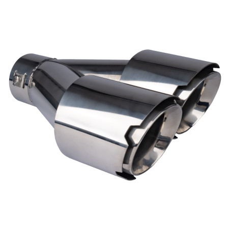 Avgasröret är av rostfritt stål med dubbla högra kromändar.