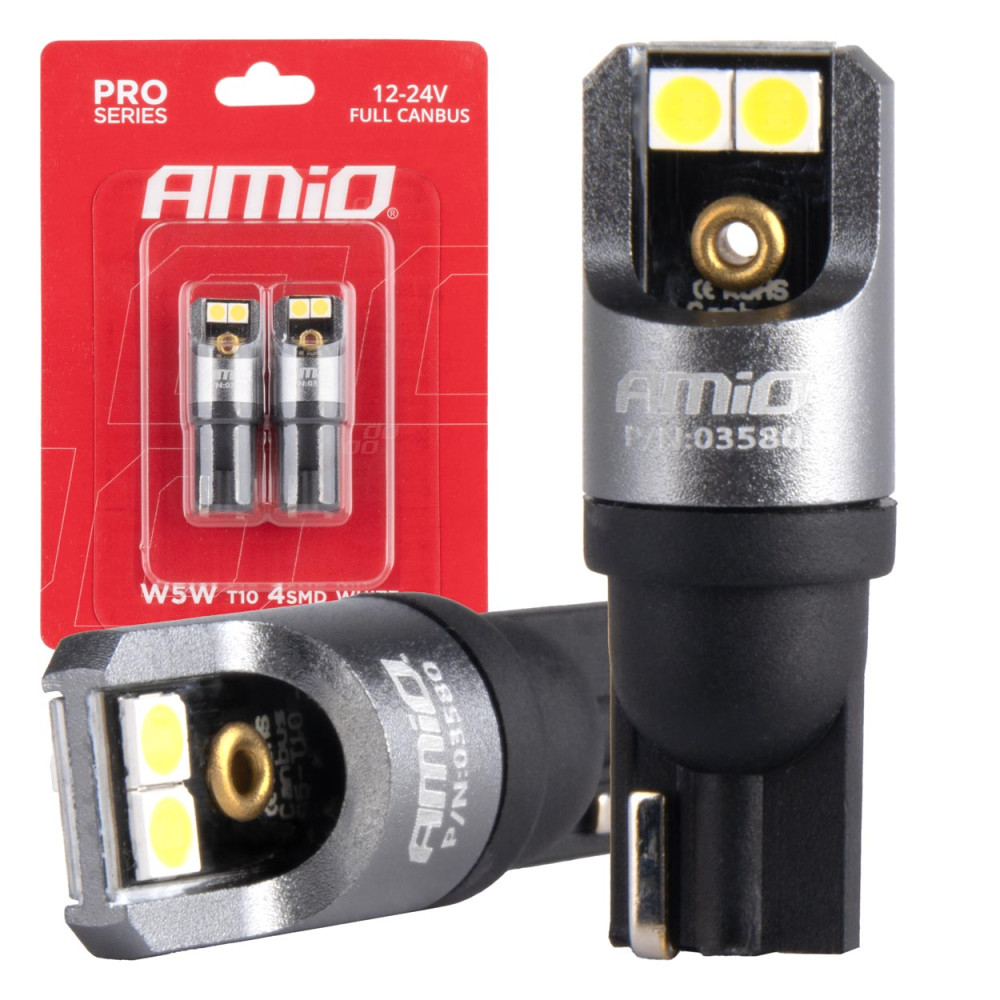 LED-lampor full canbus pro T10 W5W 4x3030 SMD vita 12V 24V amio-03580 LED-lampor full canbus pro T10 W5W 4x3030 SMD vita 12V 24V amio-03580