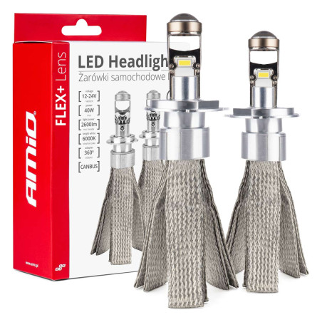Bil-LED-lampor Flex+ -serie H4-lins 12V 24V 6000K Canbus AMIO-03658