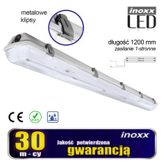 Industriellt vattentätt armatur IP65 LED 2x120cm T8 G13 enkelsidigt matad