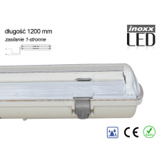 Industriellt vattentätt armatur IP65 LED 2x120cm T8 G13 enkelsidigt matad