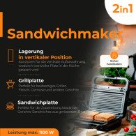 AD 3070 svart Smörgåsgrill 2 i 1