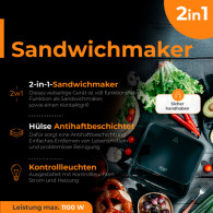 AD 3070 svart Smörgåsgrill 2 i 1
