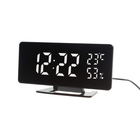 Klocka med alarm och termometerfunktion, GreenBlue, hygrometer, svart, GB395