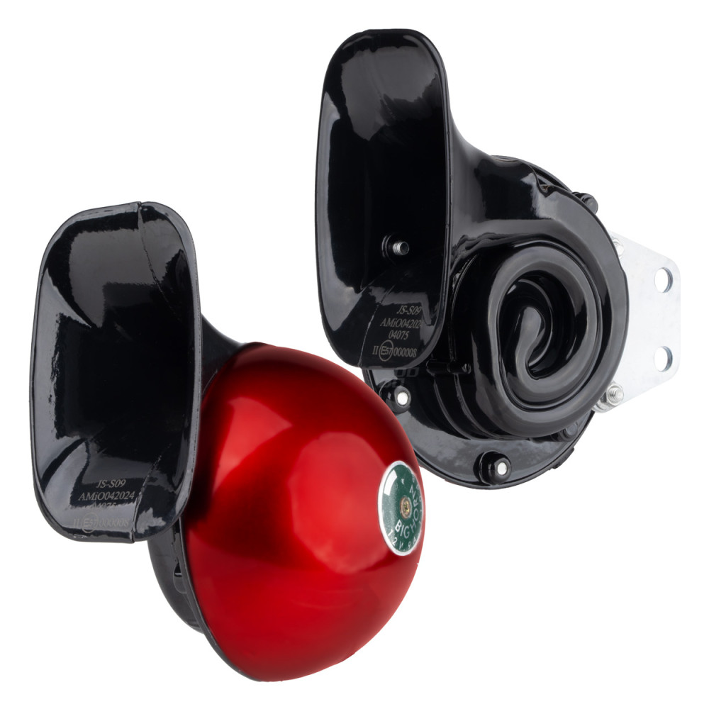 Signalhorn komplett 2 st röda 125 mm 12v amio-04075