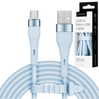 USB-kabel - microUSB 1 m silikon blå Kruger&Matz Basic