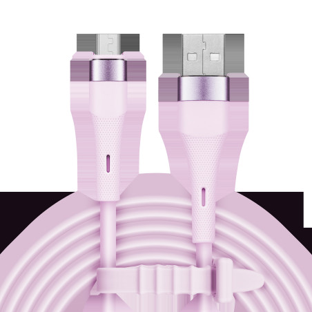 USB-kabel - microUSB 1 m silikon rosa Kruger&Matz Basic