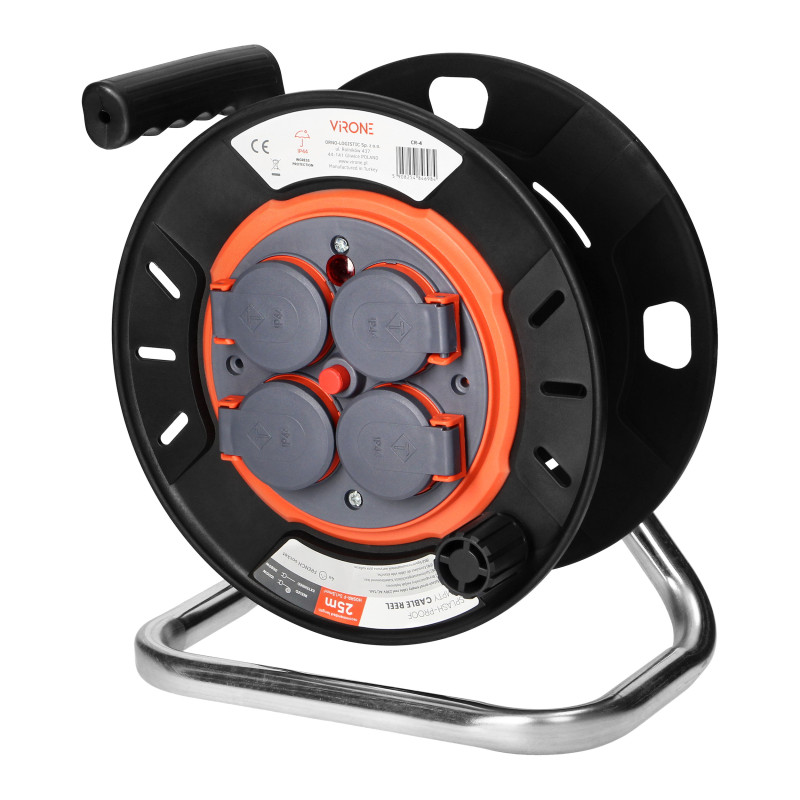 Brytande trumvinda IP44 4x2P+Z 16A 230V, H05RR-F 3x1,5mm2, 25m