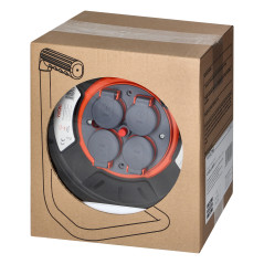 Brytande trumvinda IP44 4x2P+Z 16A 230V, H05RR-F 3x1,5mm2, 25m