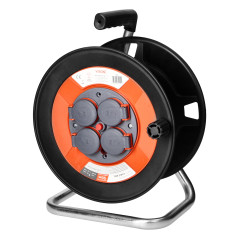 Brytskyddad trommelvinda IP44 4x2P+Z 16A 230V, H05VV-F 3x1,5mm2, 50m