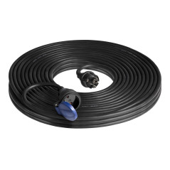 Förlängningssladd för verkstad, stänksäker IP44, 1x2P+Z 30m, oljebeständig gummikabel H07RN-F 3x1,5mm², 230VAC/16A.