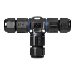 Kabelförgrening T-kontakt med snabbkoppling IP68, 3x4mm2, 400V/16A | HandlaSmidigt.se