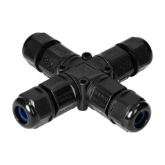 Kabelanslutningskontakt, fyrfaldig X-typ fördelare med snabbkoppling, IP68, 3x4mm2, 400V/16A