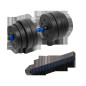Justera barbell med bitumenbeläggning med 1x20kg kopplingsenhet, REBEL ACTIVE.