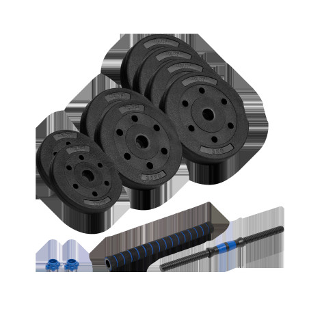 Justera barbell med bitumenbeläggning med 1x20kg kopplingsenhet, REBEL ACTIVE.
