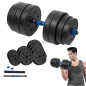 Justera barbell med bitumenbeläggning med 1x20kg kopplingsenhet, REBEL ACTIVE.