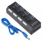 AK244B USB-hubb 3.0 med 4 portar svart/vit