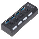 AK244B USB-hubb 3.0 med 4 portar svart/vit