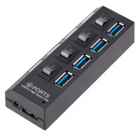 AK244B USB-hubb 3.0 med 4 portar svart/vit