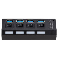 AK244B USB-hubb 3.0 med 4 portar svart/vit