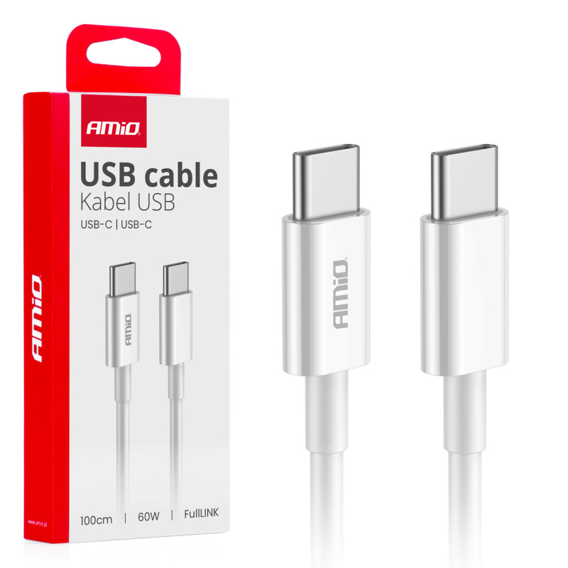 Kabel för laddning usb-c - usb-c 60w 100cm fulllink amio-03896