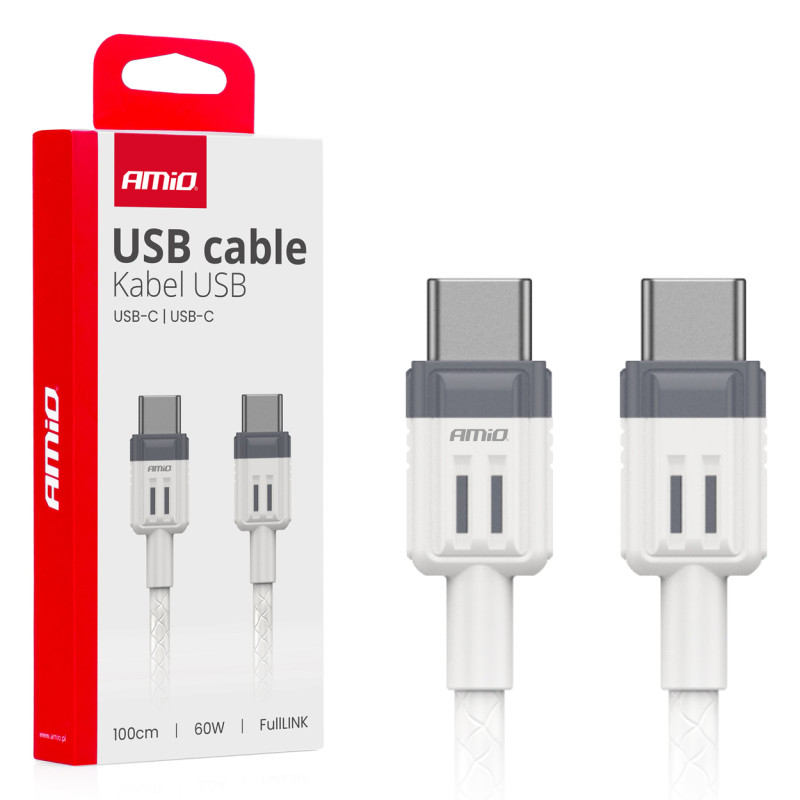 Kabel för laddning usb-c - usb-c 60w 100cm fulllink amio-03908