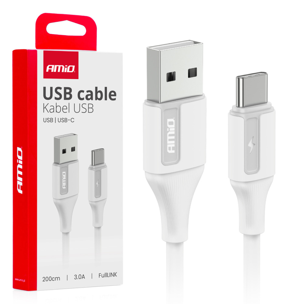 Kabel för laddning usb-a - usb-c 3a 200cm fulllink amio-03918