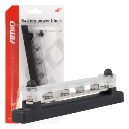 Distributionsblock för plusmassa busbar m6 12v - 48v 150a amio-03808