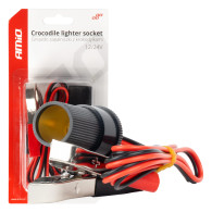 Adapter för cigarettändaruttag med krokodilklämmor 12v 24v 100cm amio-03804