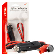 Adapter för cigarettändaruttag med krokodilklämmor 12v 24v 60cm amio-03802
