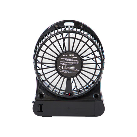 44-501- Skrivbordsfläkt 10 cm USB+batteri svart