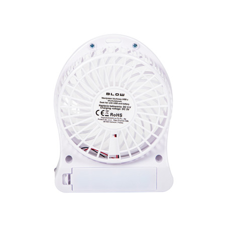 44-502 - Skrivbordsfläkt 10 cm USB + batteri vit