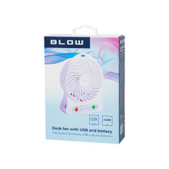 44-502 - Skrivbordsfläkt 10 cm USB + batteri vit