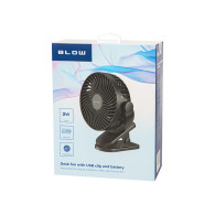 44-505- Wentylator biurkowy z klipsem 15cm usb+akumulator czarny