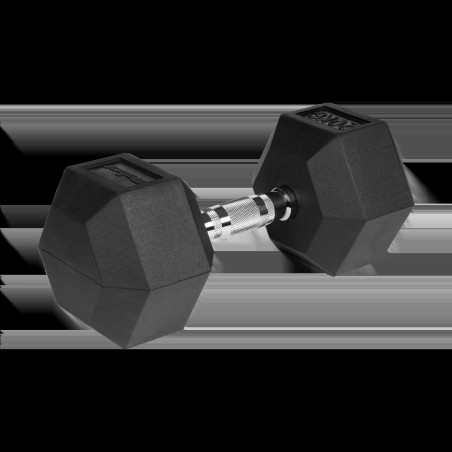Hantel i järn med gummibeläggning HEX 20 kg REBEL ACTIVE | HandlaSmidigt.se