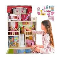 Domek drewniany dla lalek - willa z basenem D11251