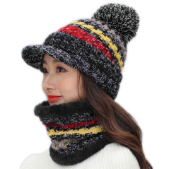 BQ52G Damset mössa och halsduk svart