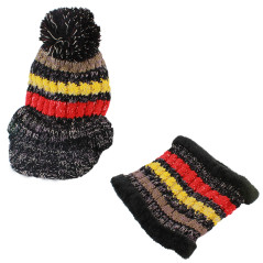 BQ52G Damset mössa och halsduk svart