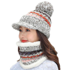 BQ52H Damset mössa och halsduk i grått