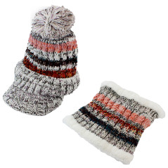 BQ52H Damset mössa och halsduk i grått