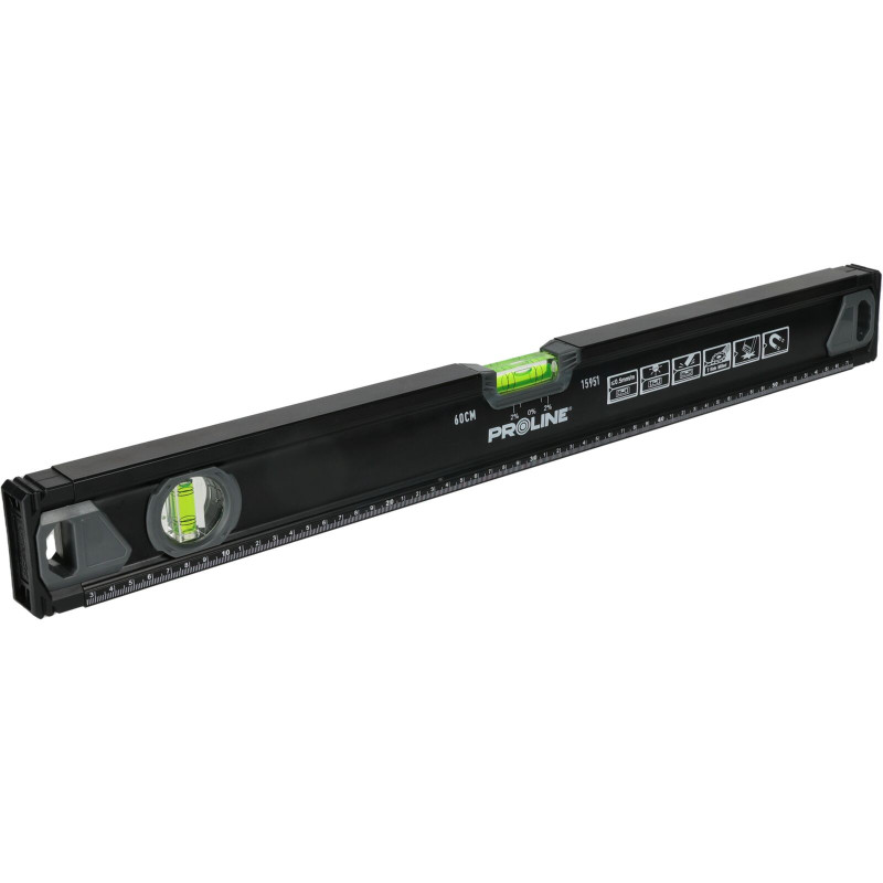 Vattenpass premium 2 libell, 0,5 mm/1 m, magn. 2%, 150 cm, Proline.