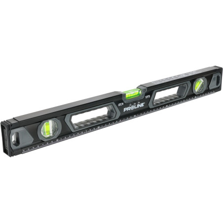 Vattenpass premium med 3 libeller, fräsning på 0,5 mm per meter, magnifiering 2%, 80 cm, Proline.