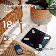 AD 8186 Svart Analytisk Badvåg - Smart Tuya-app
