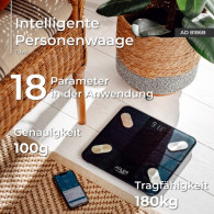 AD 8186 Svart Analytisk Badvåg - Smart Tuya-app