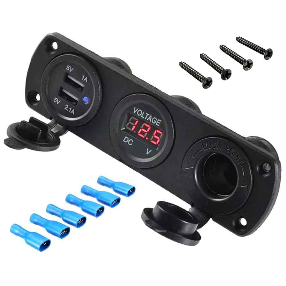 PLS37 Vattentät tändaruttag voltmeter