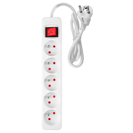 Förlängningssladd 1,5m, 3x1,5mm2, 5G, vit, ON/OFF