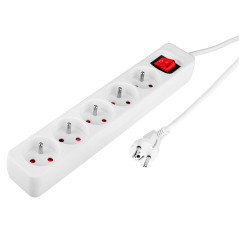 Förlängningssladd 1,5m, 3x1,5mm2, 5G, vit, ON/OFF