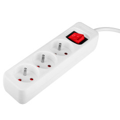 Förlängningssladd 3m, 3x1.5mm2, 3G, vit, ON/OFF