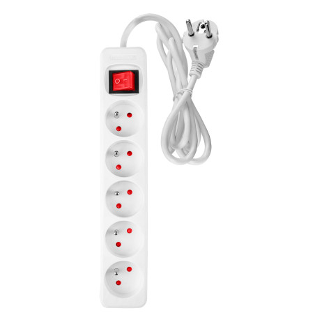 Förlängningssladd 3m, 3x1.5mm2, 5G, vit, ON/OFF